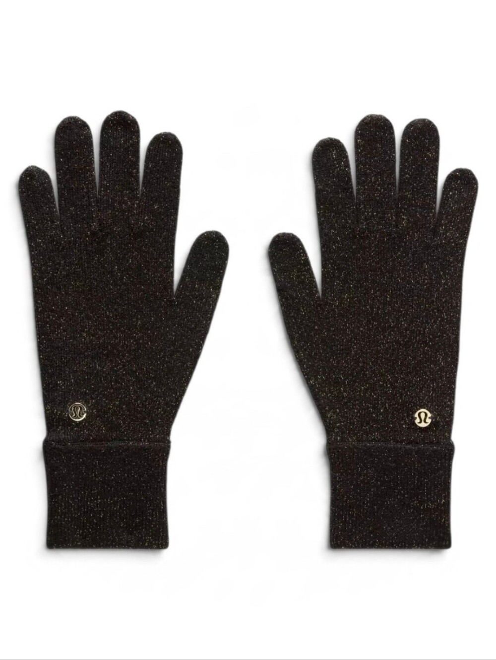 Lululemon NEW Warm Revelation Gloves 
Shine Large Metallic Wool Black Gold Cozy